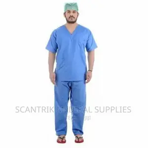 Blue Cotton Male Doctor Scrub Suit for Hospital,