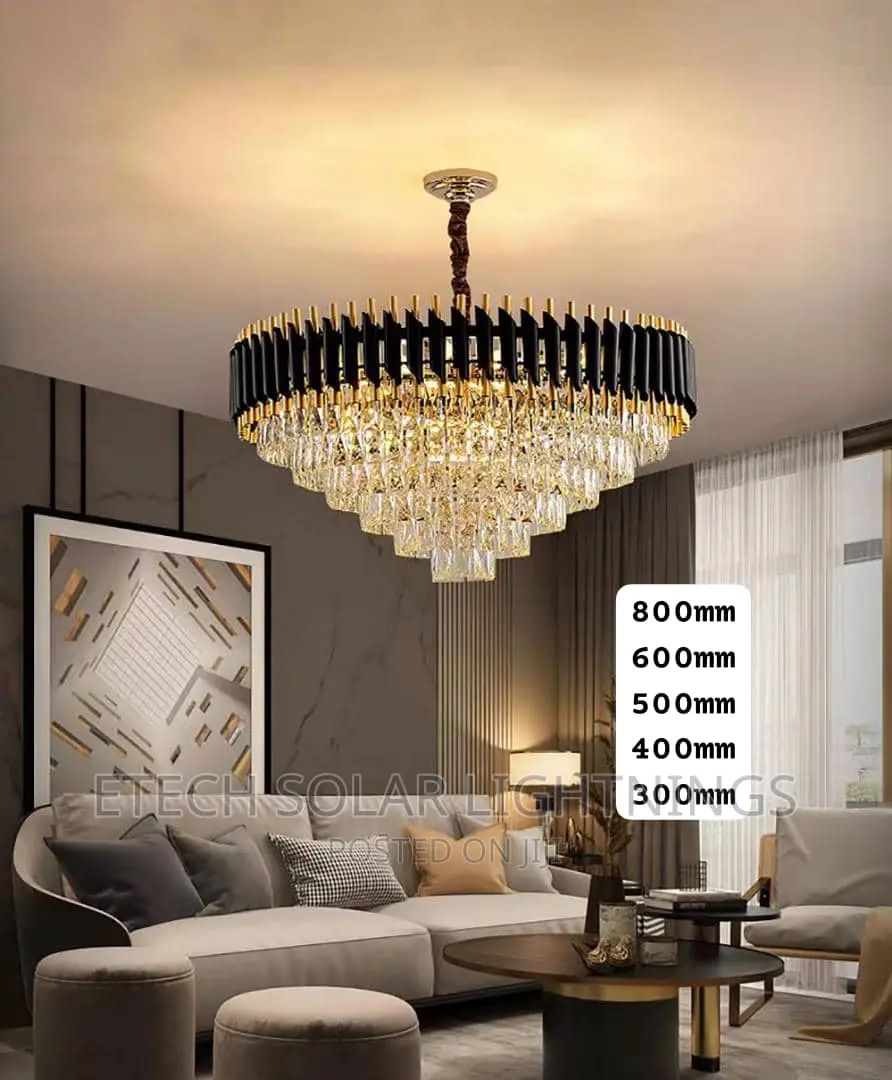 Exclusive 800 Mm Black and Gold Christal Chandelier Light