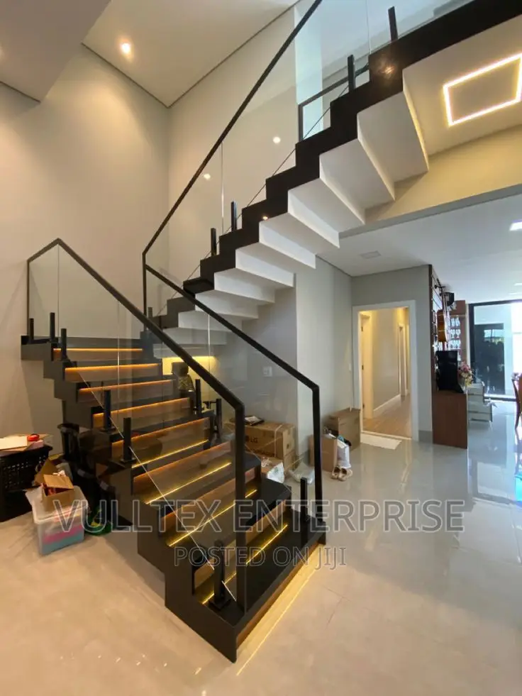 Black Spigot Staircase Glass Rails