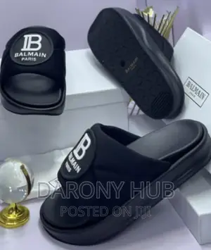 Photo - New BALMAIN Double Sole LUXURY Carton Slides-Black/White