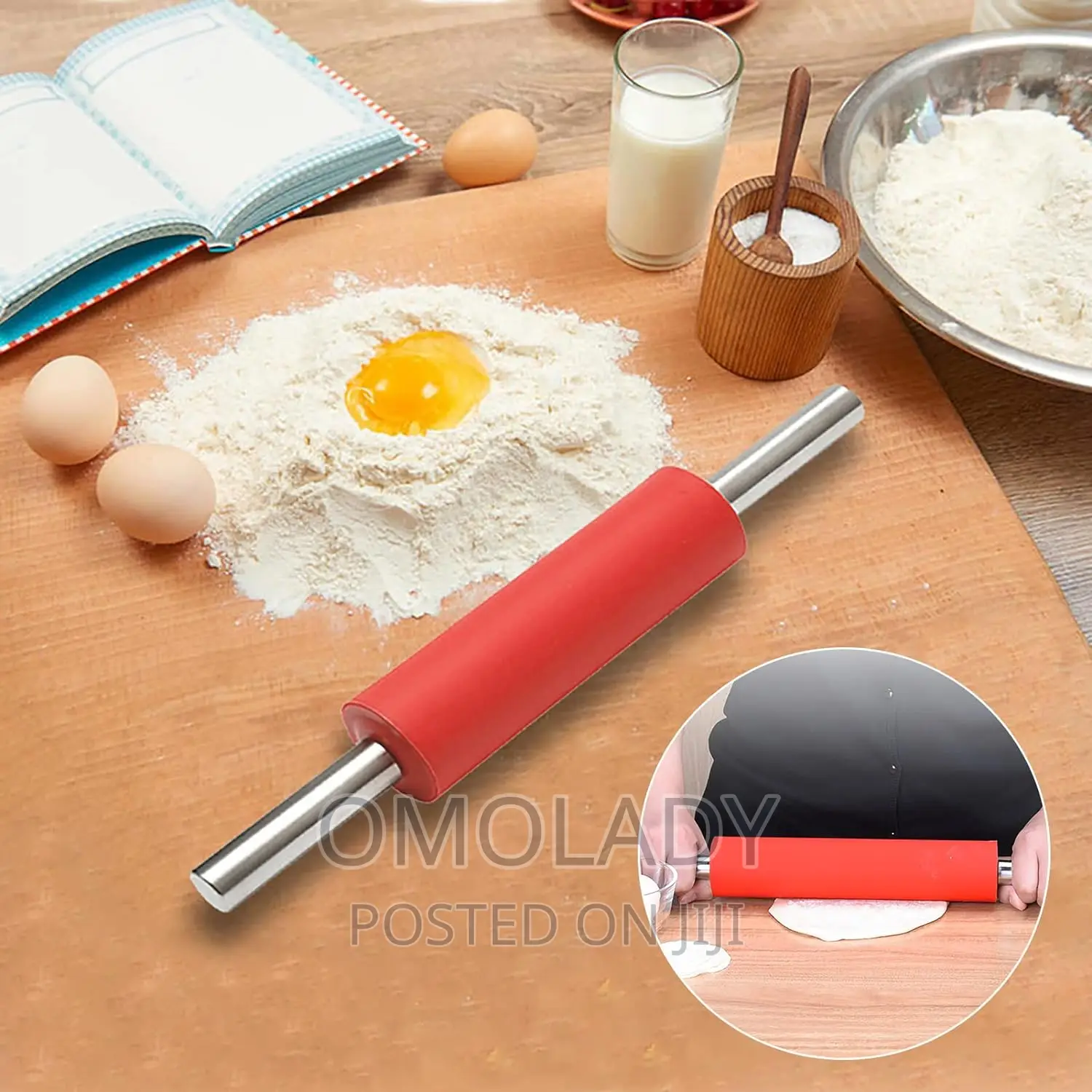 Stainless Steel Rolling Pin Pastry Dough Silicone Roller