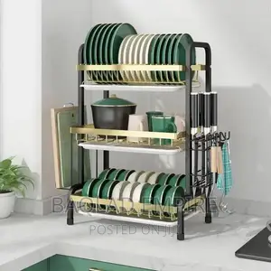 3 Layer Black and Gold Dish Drainer