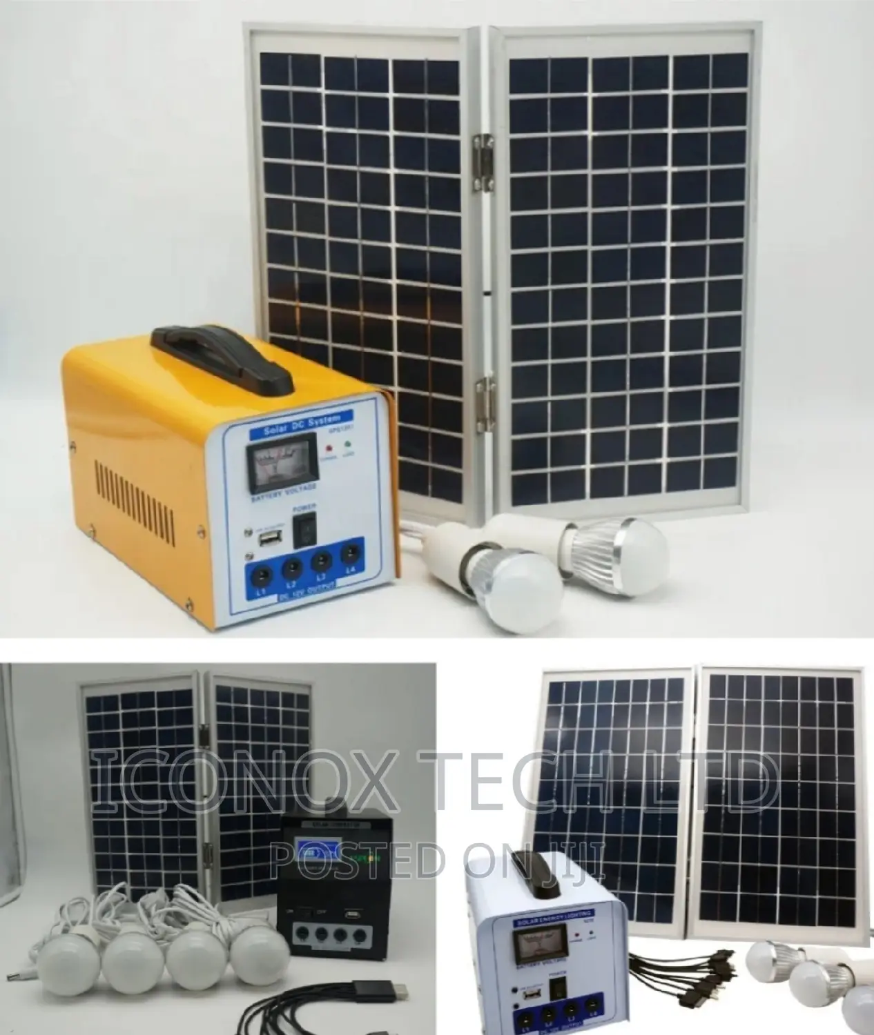 12w LCD Display 12v Battery Solar Panel With Led 2bulb Kit