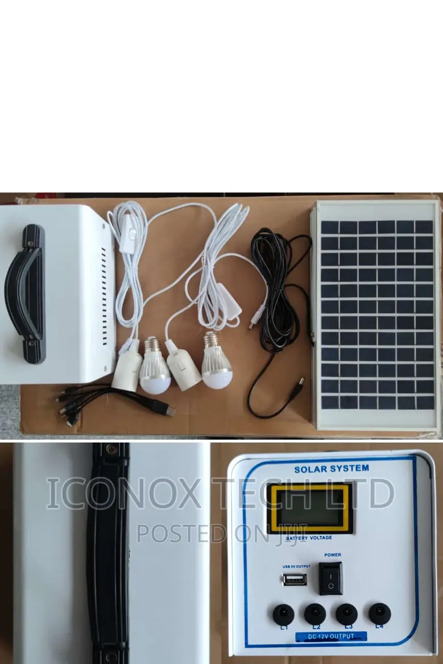 12w LCD Display 12v Battery Solar Panel With Led 2bulb Kit
