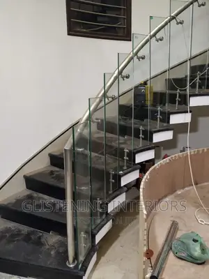 Steel And Railing With A Transparent Glass