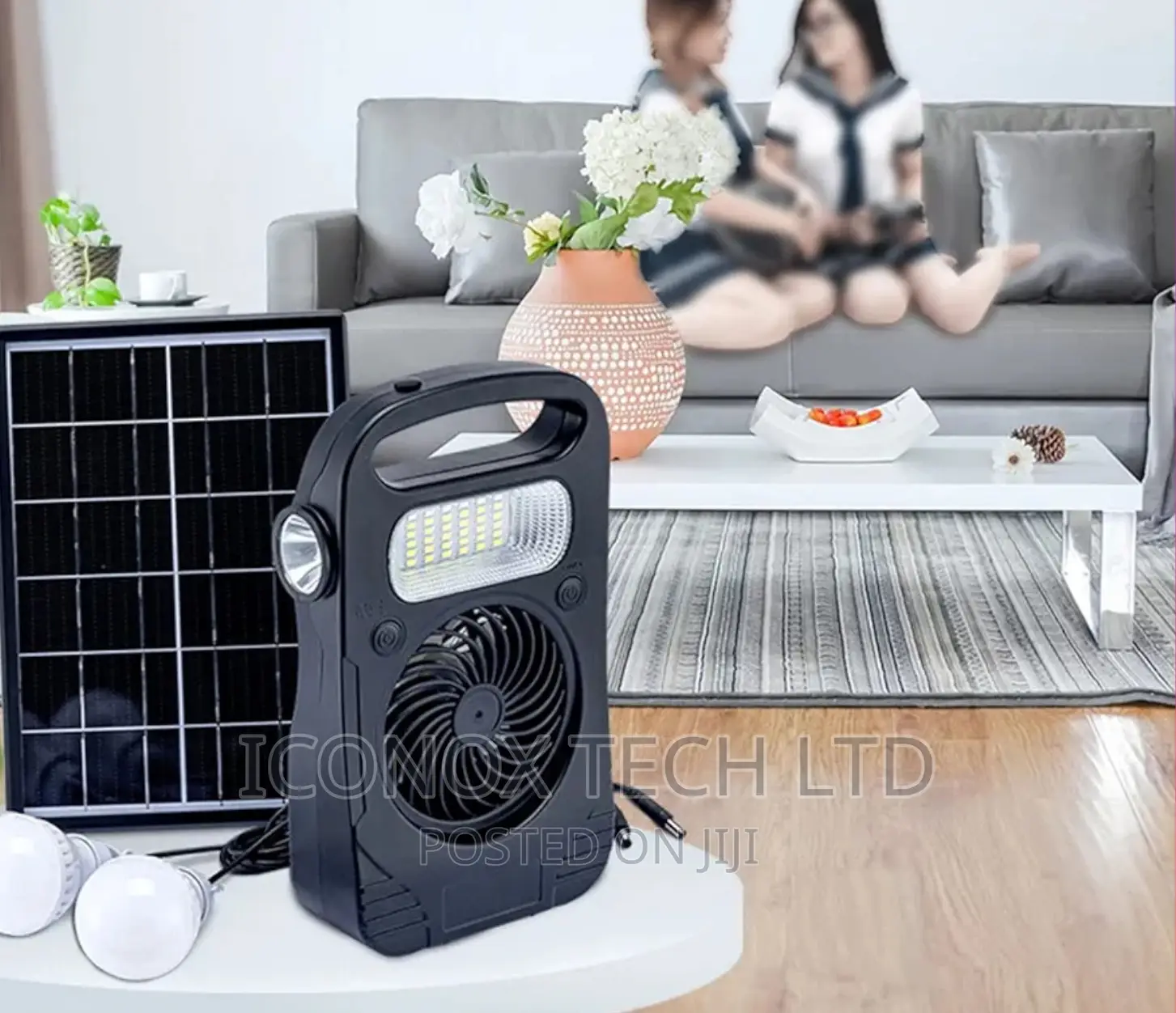4w 4000mah Battery Solar Panel With Led Bulb Kit With Fan
