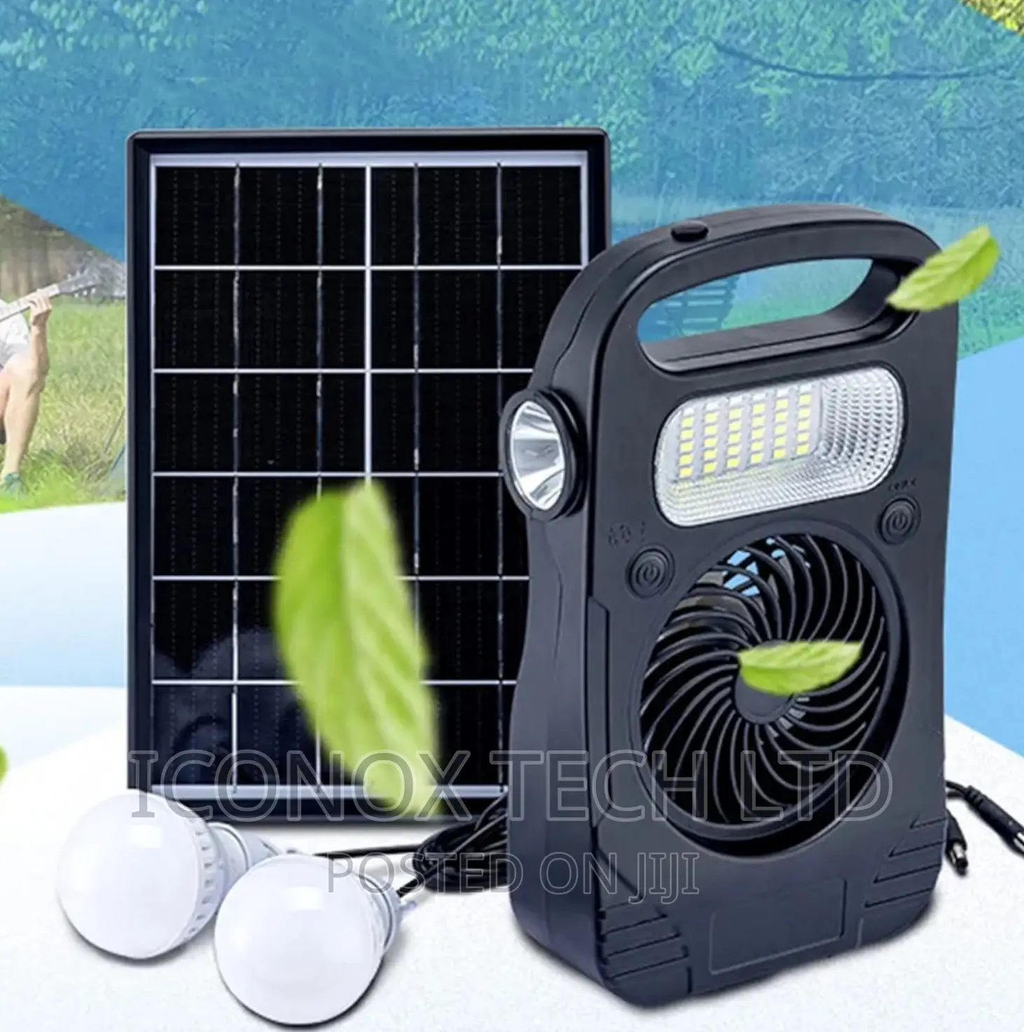 4w 4000mah Battery Solar Panel With Led Bulb Kit With Fan