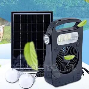 4w 4000mah Battery Solar Panel With Led Bulb Kit With Fan