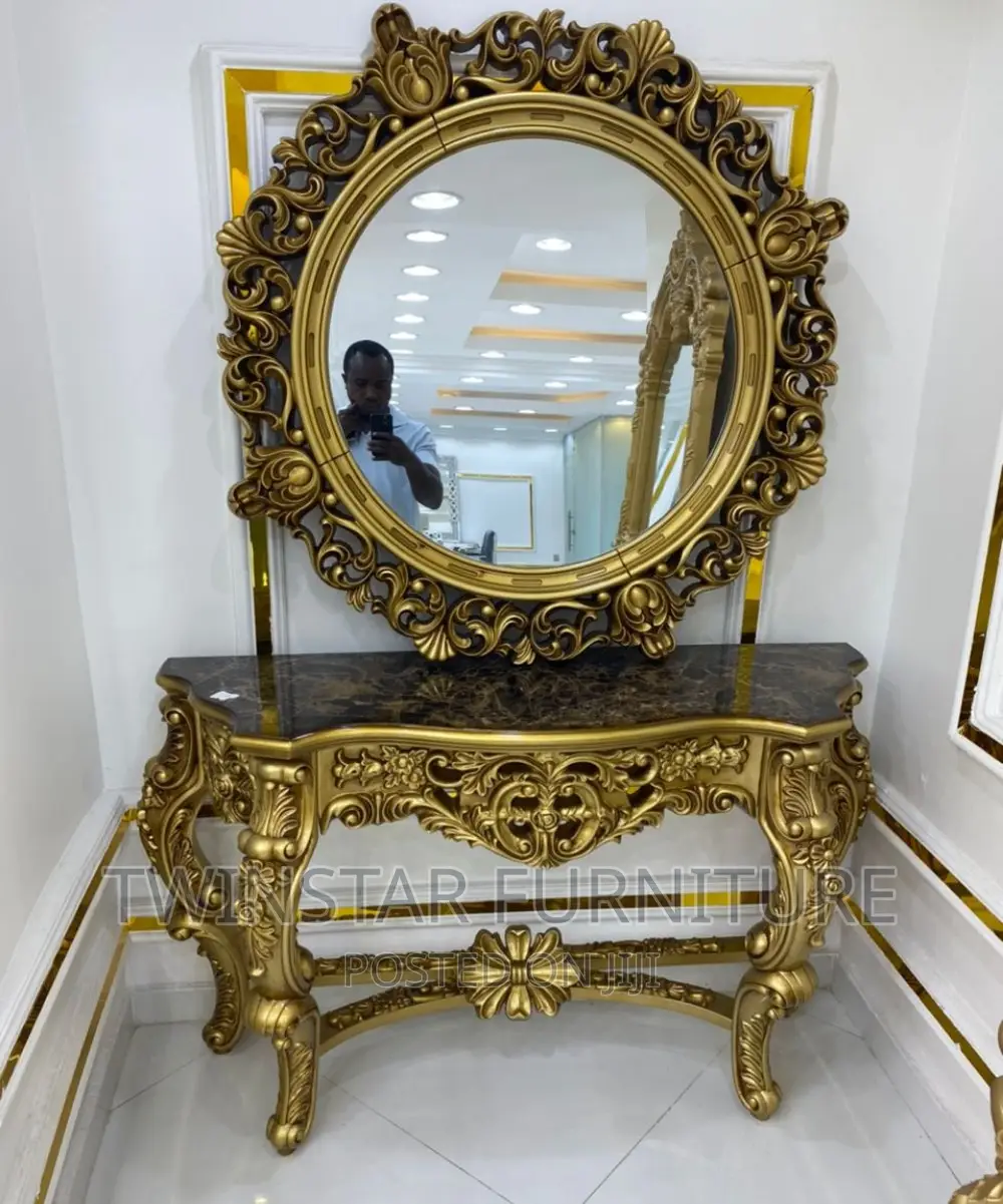 Modern Royal Gold Color Mirror Console