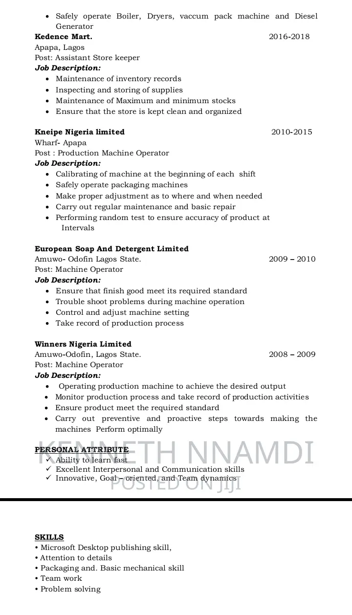 Industrial Machine Operator