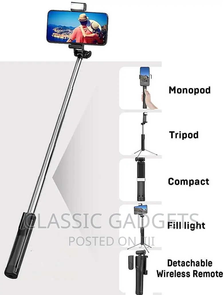 Q07 Bluetooth Integrated Selfie Stick With Light And Remote