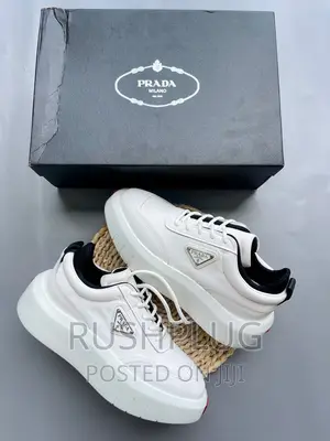Luxury PRADA Milano High-Sole White Sneakers