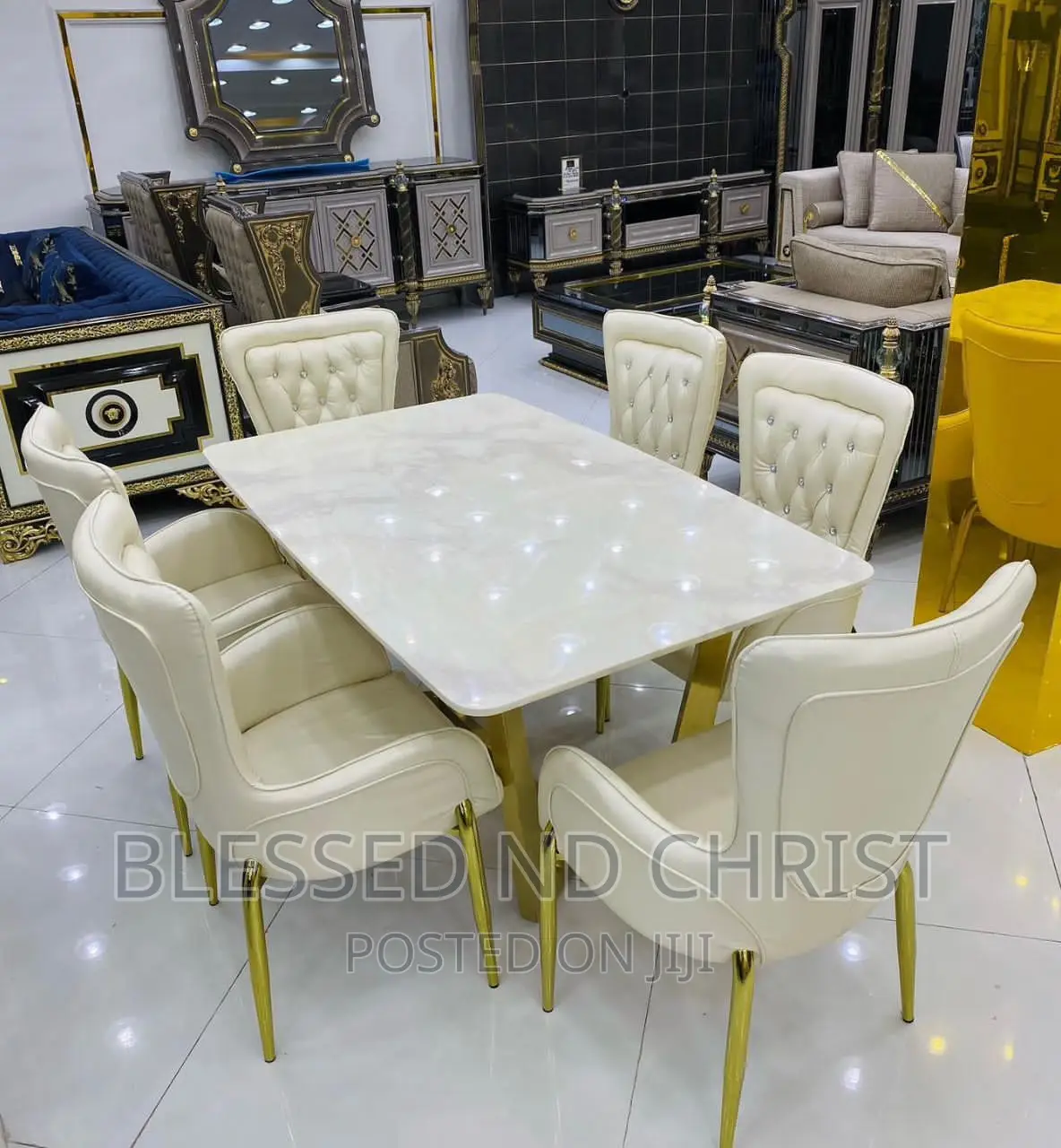 Set of Dinning Table With Six Chairs Marble Top in Lekki Furniture, Blessed Nd Christ