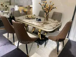 Six Chairs and Marble Table Dining Sets