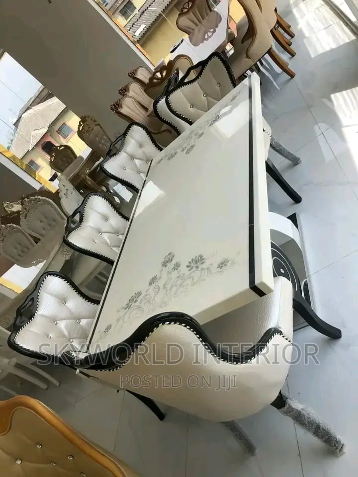 Exotic Marble Dining Table With 8 Chairs