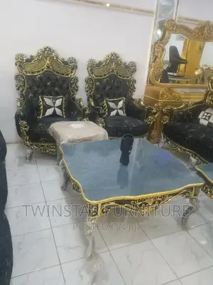New Modern Egyptian Sofa Chairs With Table and Side Stools