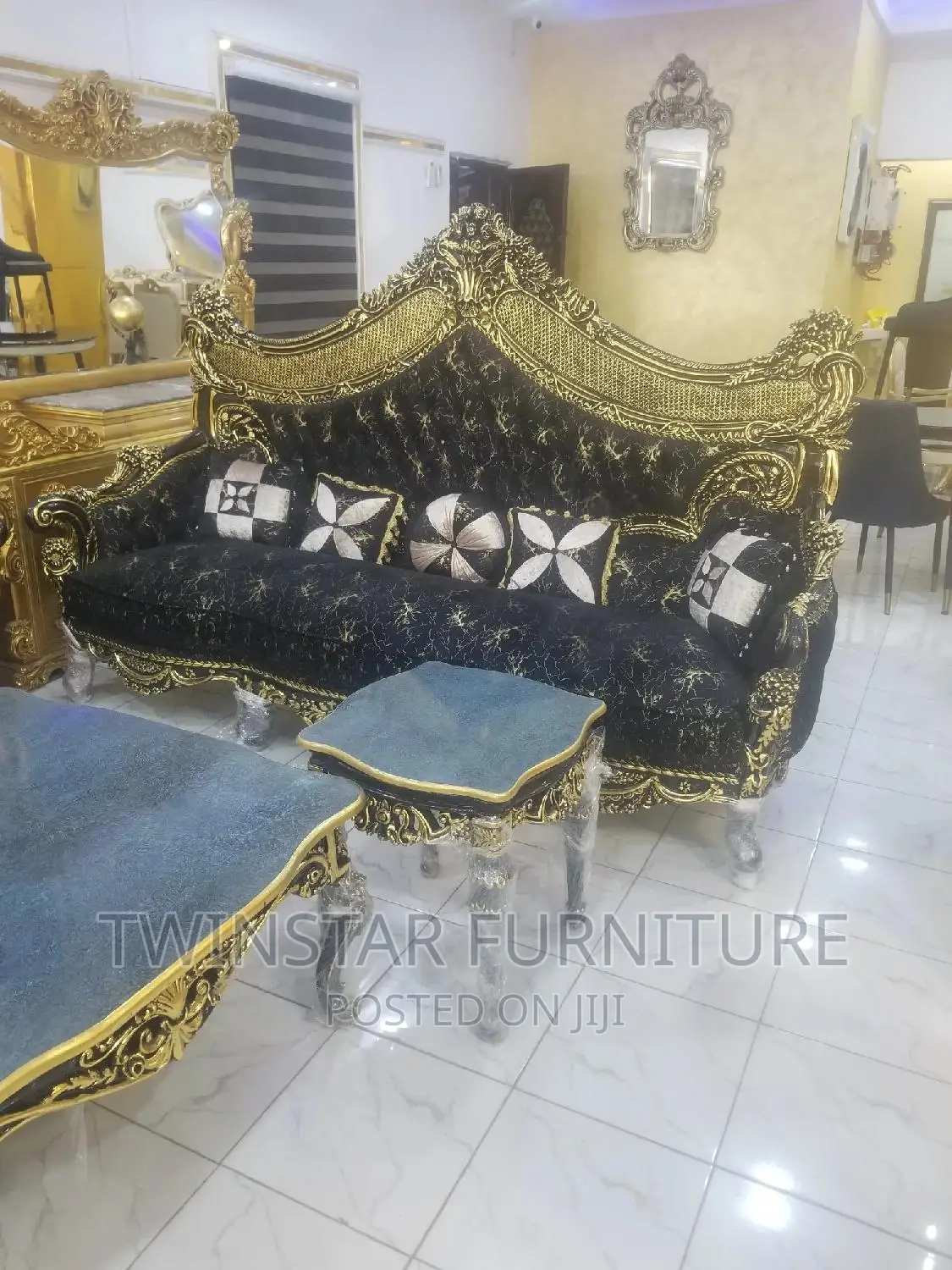 New Modern Egyptian Sofa Chairs With Table and Side Stools