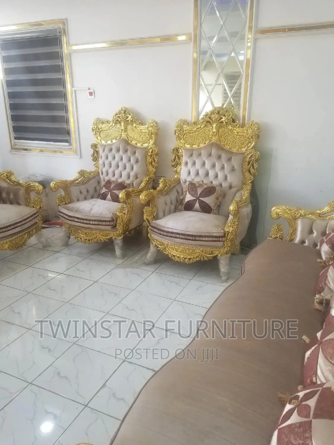 New Modern Egyptian Sofa Chairs With Table and Side Stools