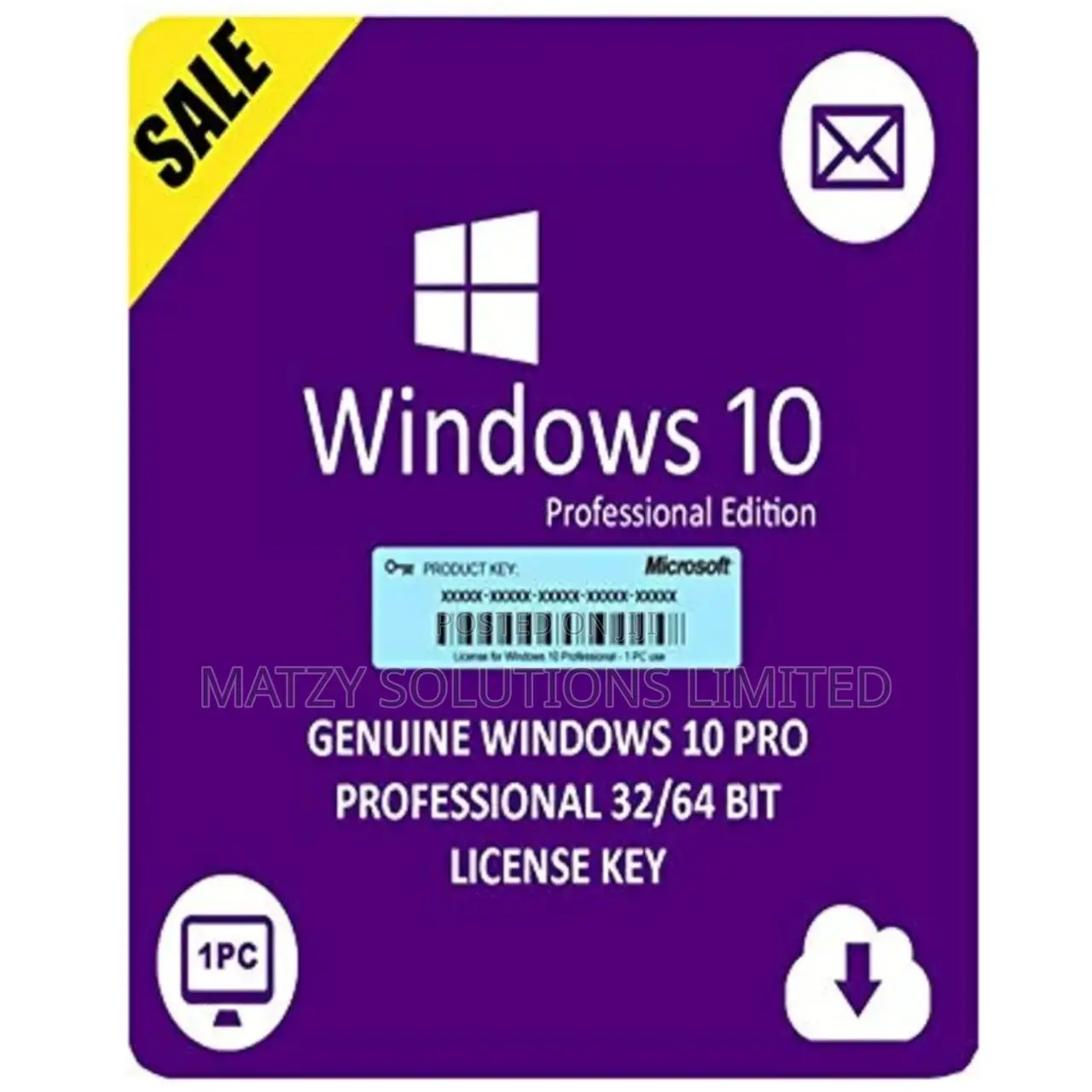 Windows 10 Pro Genuine License Key (1 User)