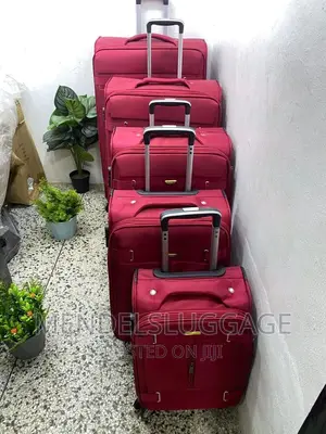 Red 5 Set Trolley Luggage With Handbag