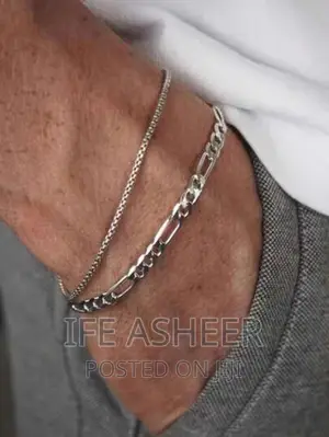 Men's Fashion 2pcs Silver Bracelets - Silver