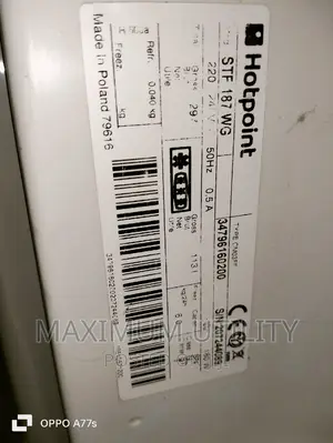 Hot Point 297ltrs Double Door Half and Half Fridge