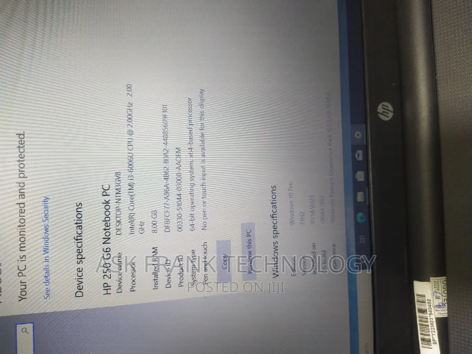 Laptop HP 250 G5 8GB Intel Core I3 HDD 320GB
