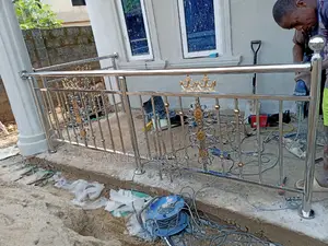 Stainless Balcony Rails Cubby With Flower