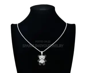 Studded Teddy Pendant Necklace