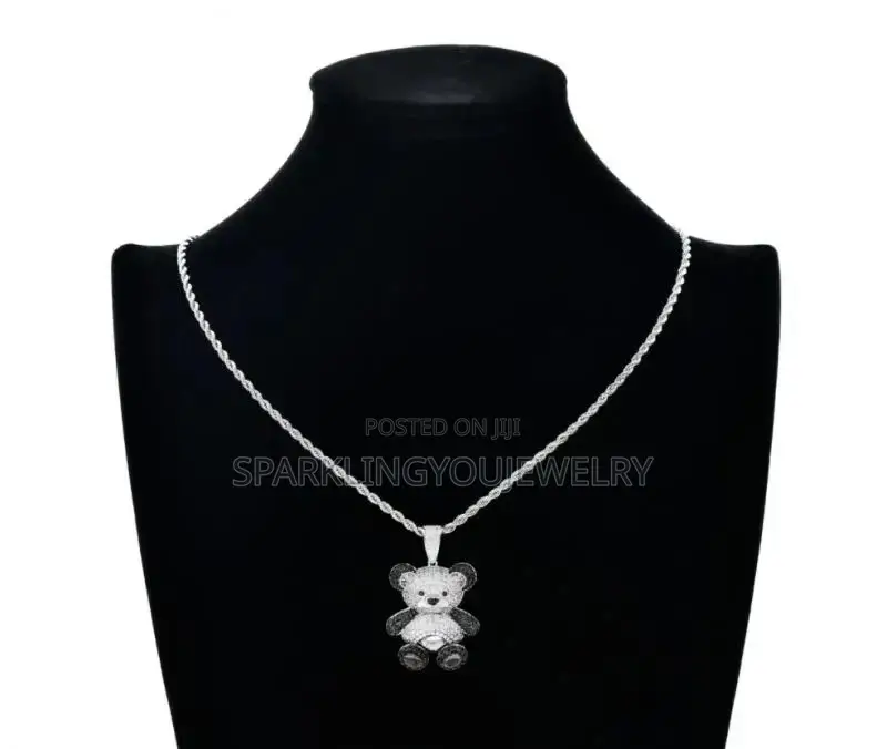 Studded Teddy Pendant Necklace