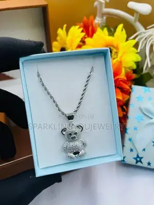 Studded Teddy Pendant Necklace