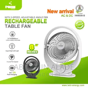 Iwin 8 Inches Table Fan Rechargeable