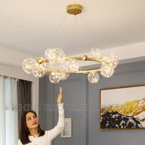 Modern Long Dining Room Chandeliers Glass Ball Lampshade