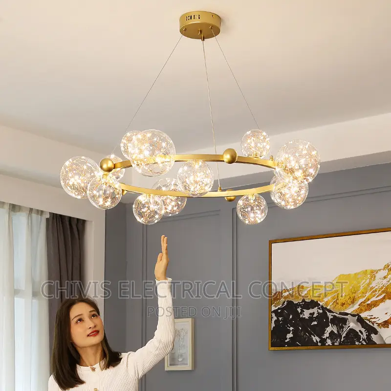Modern Long Dining Room Chandeliers Glass Ball Lampshade