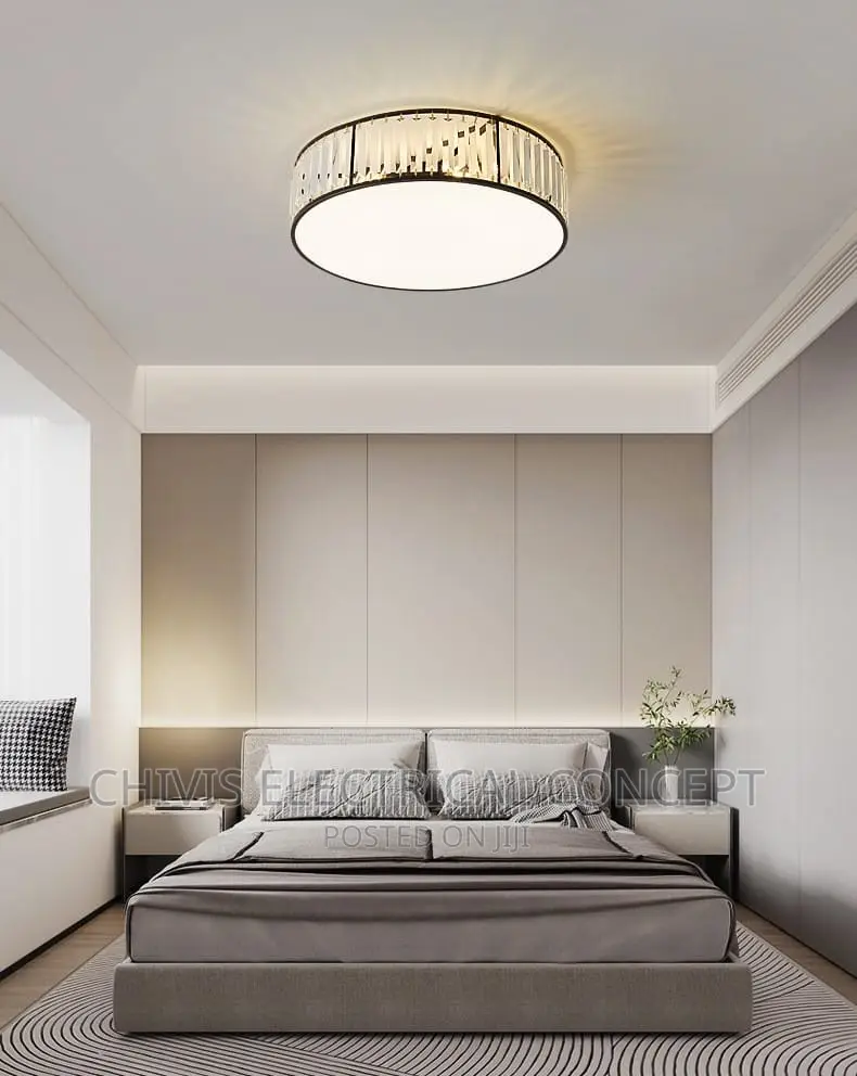 Modern Creative Round Bedroom LED White Ceiling Lamp Remote