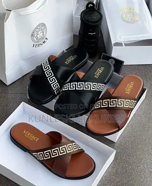 Original Versace Men Leather Palm Slippers