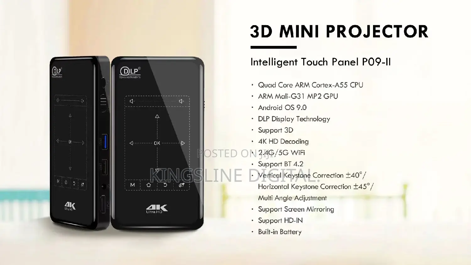 DLP Rechargeable Smart Mini Portable Bluetooth Projector