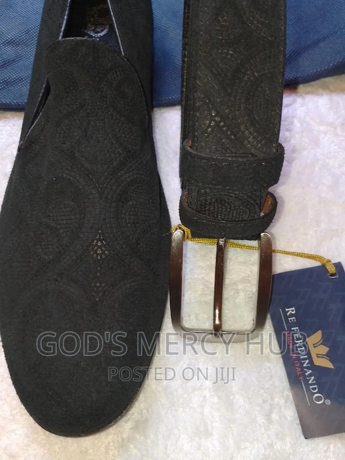 Royal Patterned Suede Shoe,With Belt,By Referdinando. Luxury