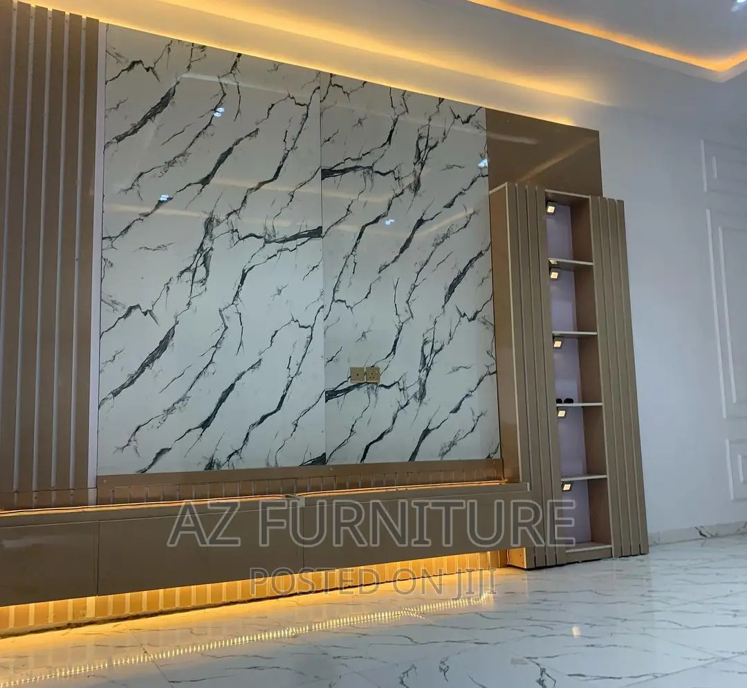 Tv Console Wall Unit , Higloss With Lightning