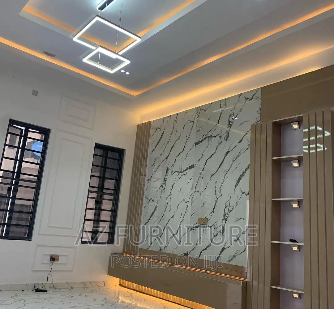 Tv Console Wall Unit , Higloss With Lightning