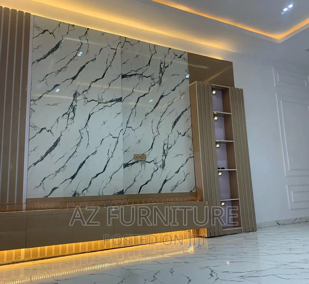 Tv Console Wall Unit , Higloss With Lightning