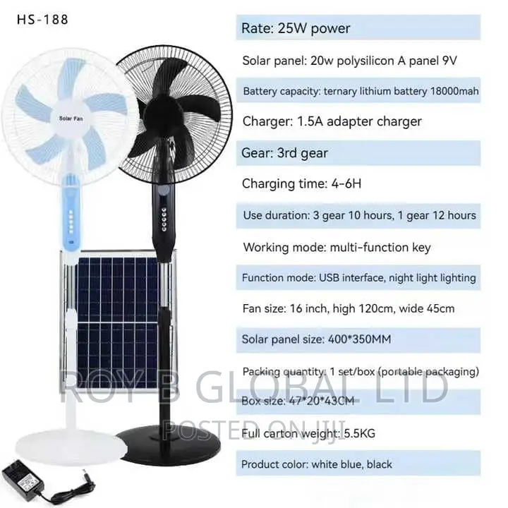 Rechargeable Solar Fan