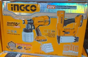 Ingco Brad Nailer and Spray Gun Combo Set - 20V