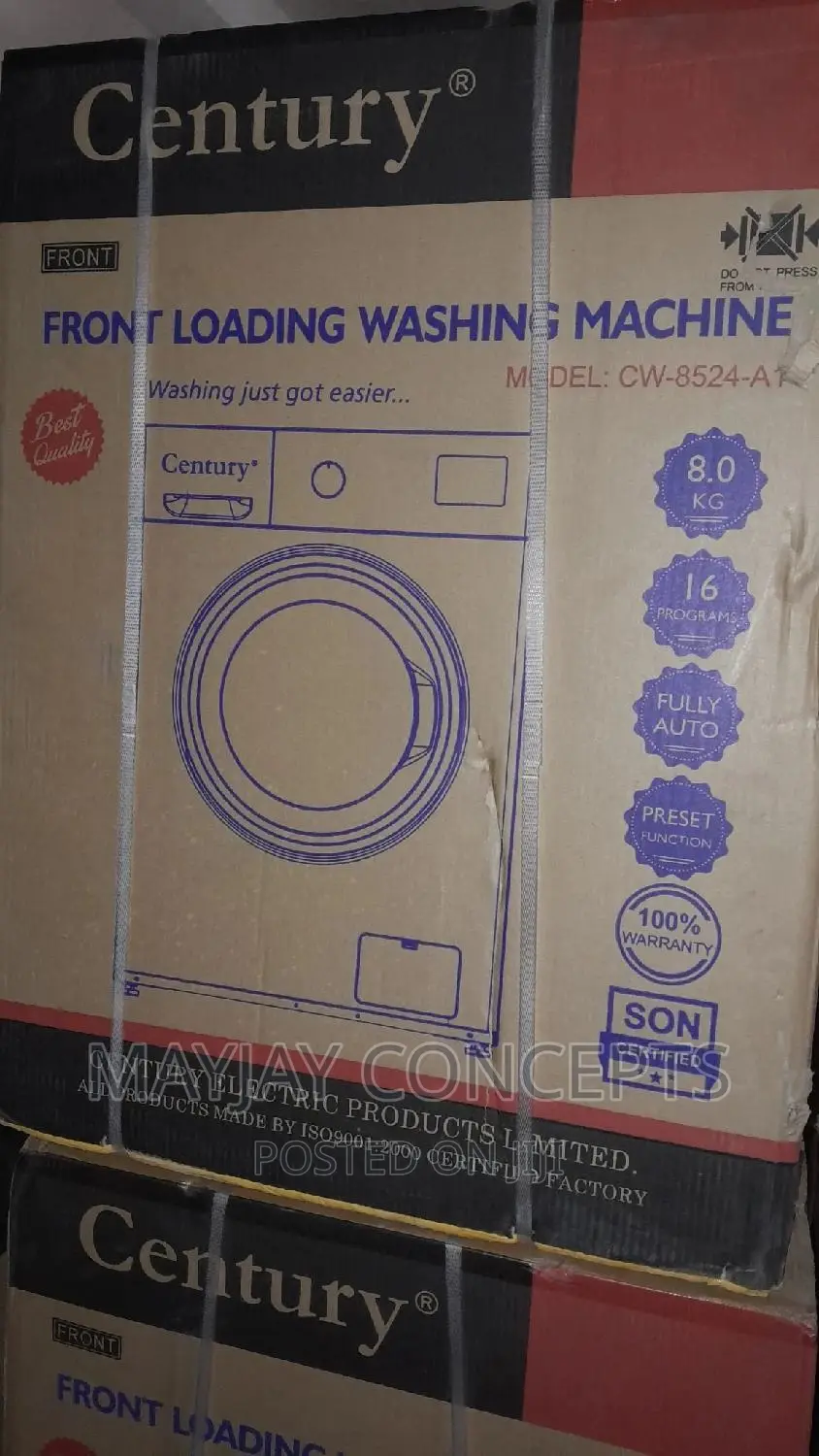 Century 8kg Automatic Washing Machine-Cw8524-A1 Grey White