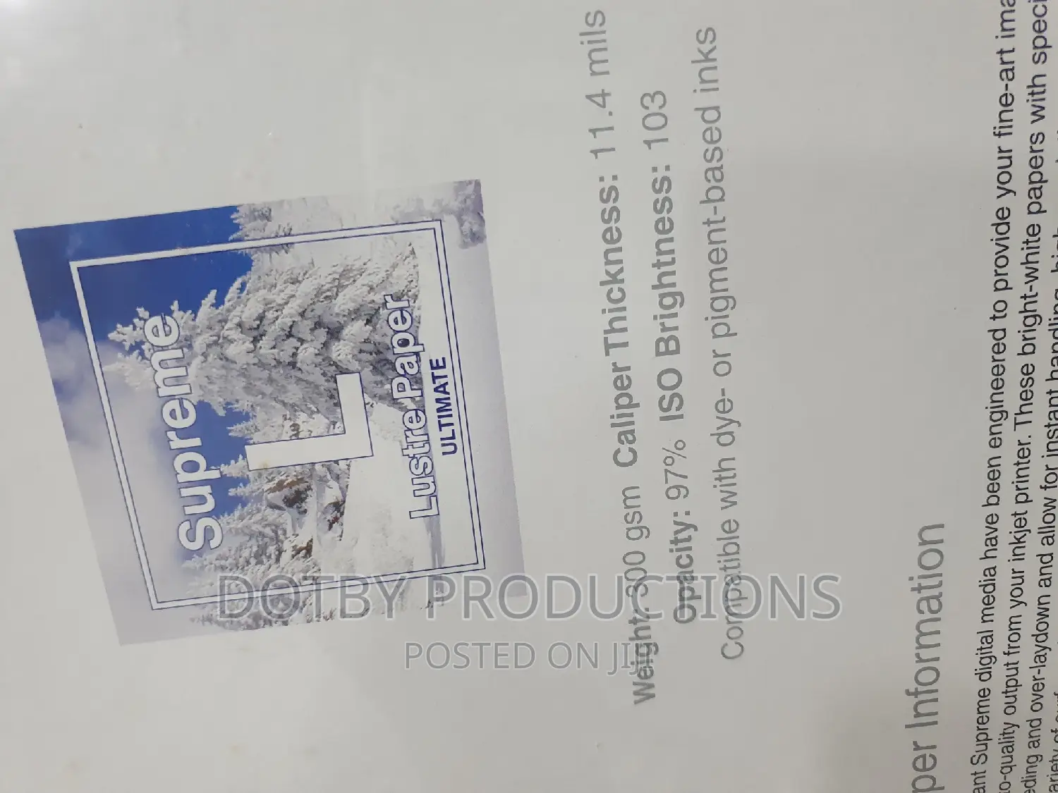 Photo Inkjet Printer Paper- 25 A3+ Sheets