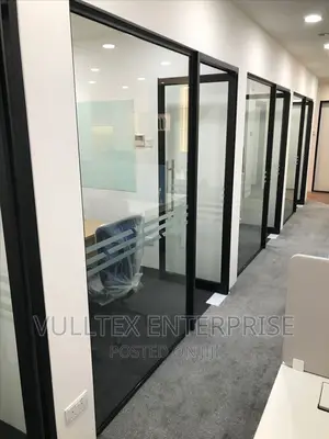 Office Interior Glass, Partition Gray Framing