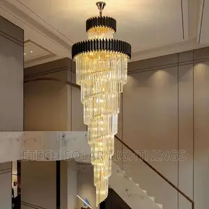 Luxury Black And Gold 2 Step Living Room Christal Chandelier