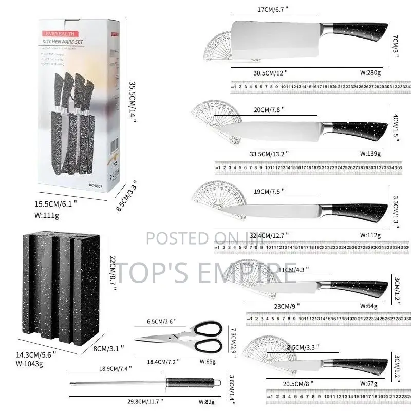 8pcs Quality Mable Kitchen Knife Set