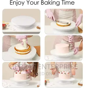 6 Pieces of Cake Decorating Tools With Cake Turntable