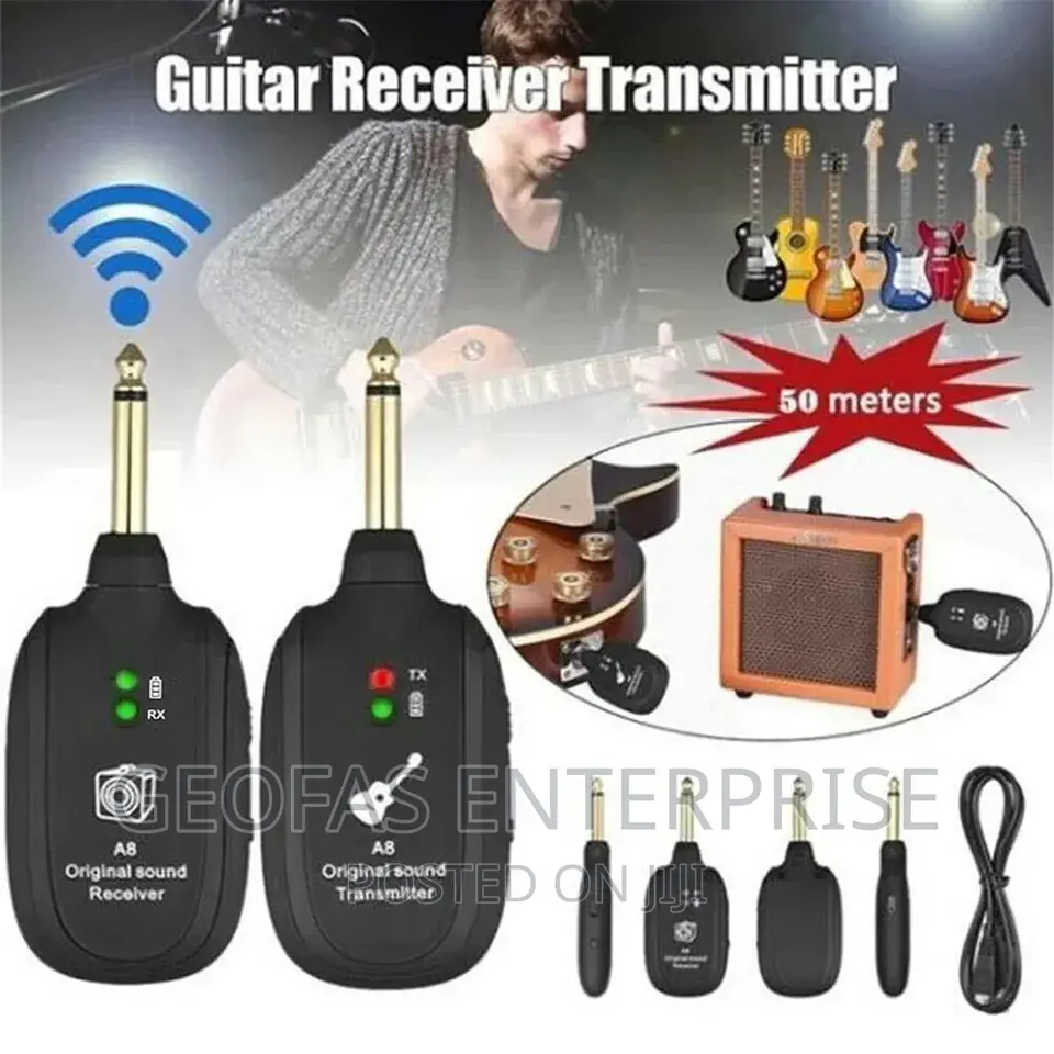 Wireless Guitar Transmitter Receiver Set UHF A8 730mhz 50m